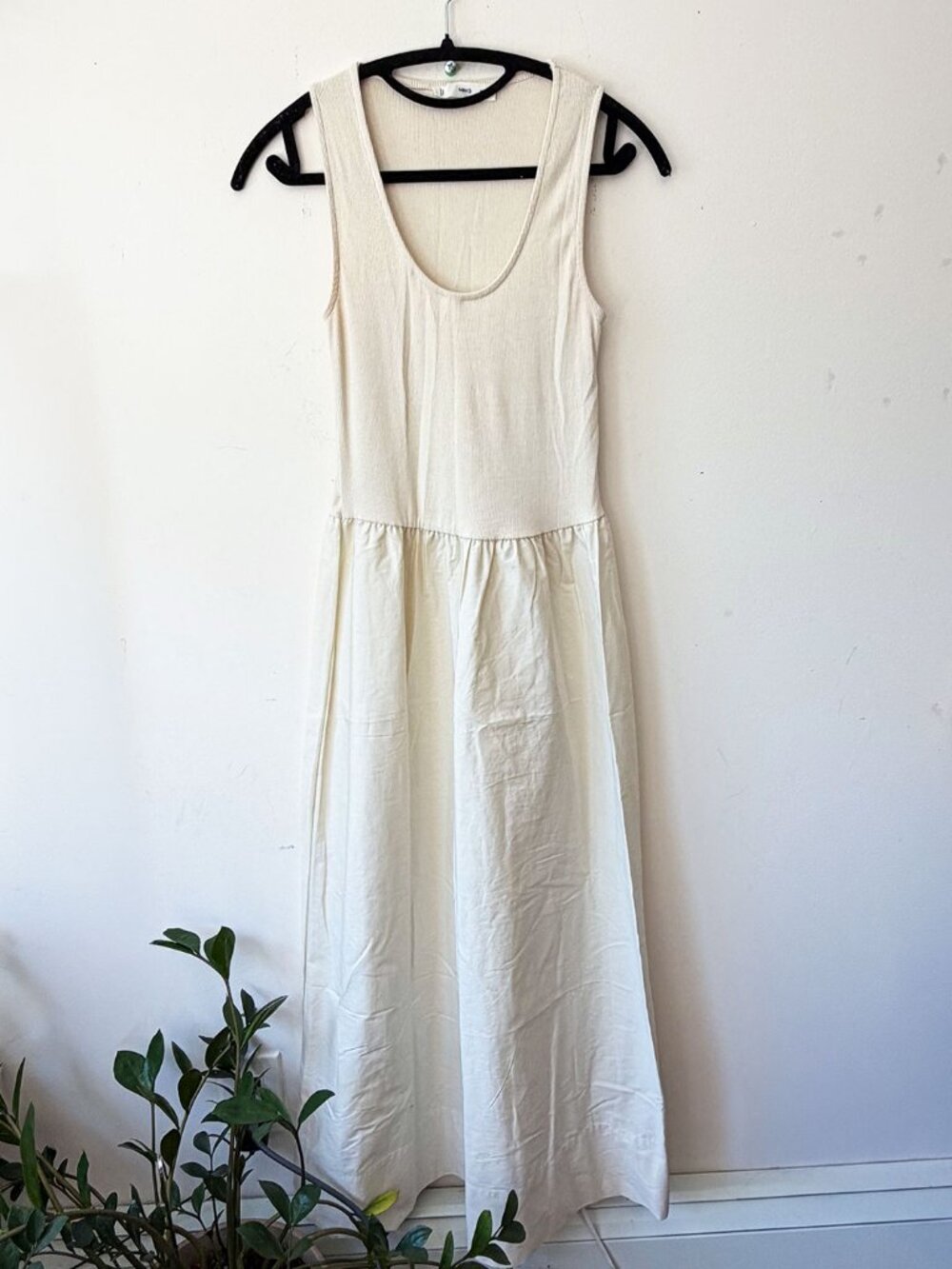 🤍 Mango MNG Ribbed Mixed-Fabric Maxi Dress — Size XS (US 2)